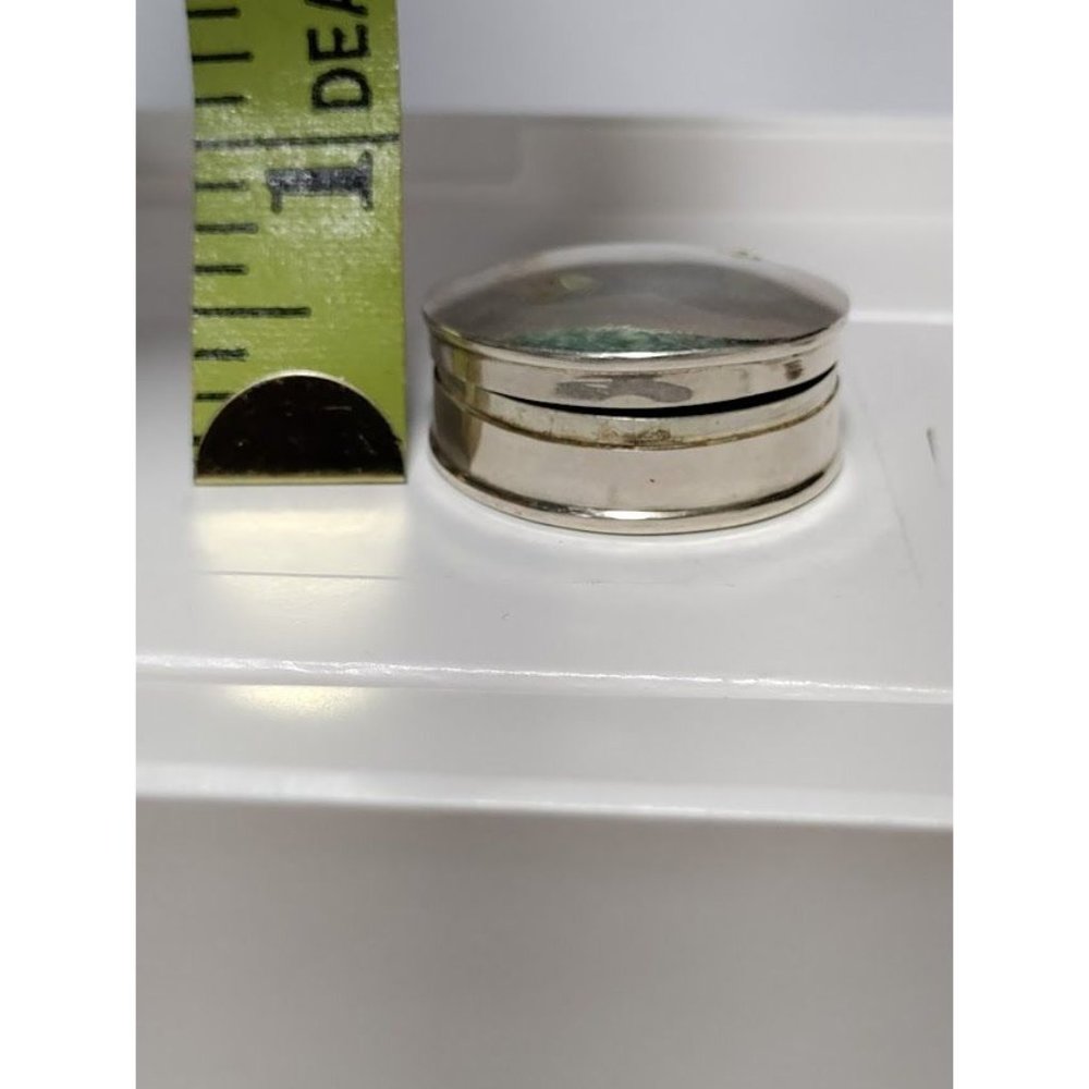 Vintage Sterling Silver Maple Marcasite Embossed Design Pewter Trinket Box Round - Picture 7 of 10
